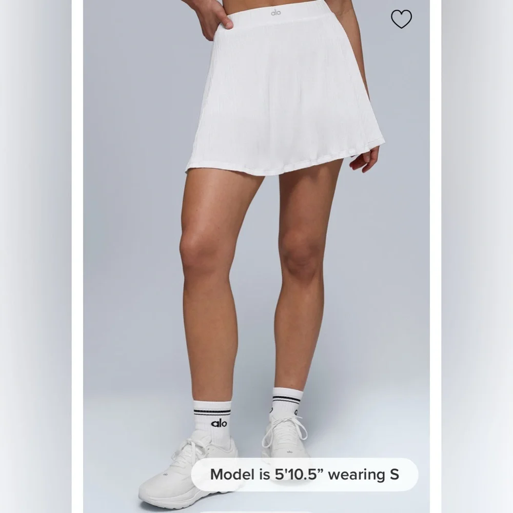 ALO Micro Plisse Tennis Skirt- White